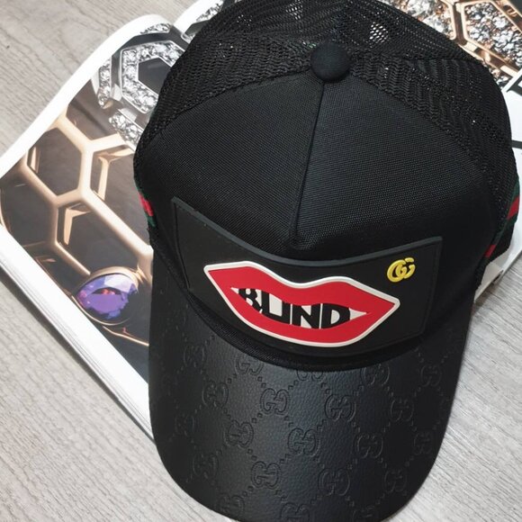 Baseball Mesh Cap Hat Black Red Lips Strap Back Fashion Women Accessory Gift - Picture 2 of 6